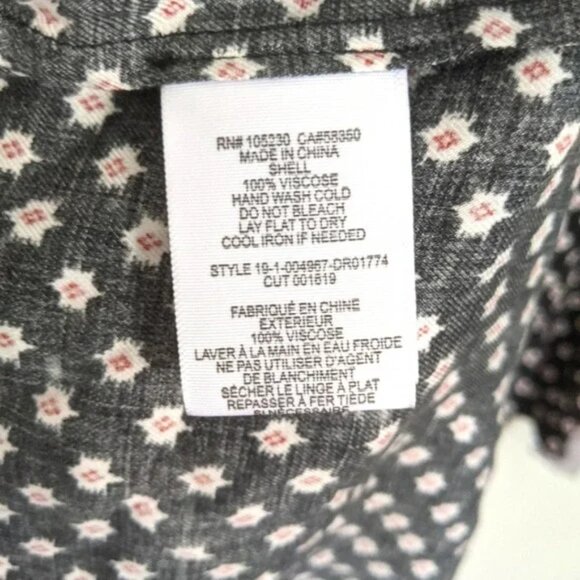 Joie Myune Tie Waist button down shirtdress black printed dolman sleeve Sz M - Picture 7 of 13